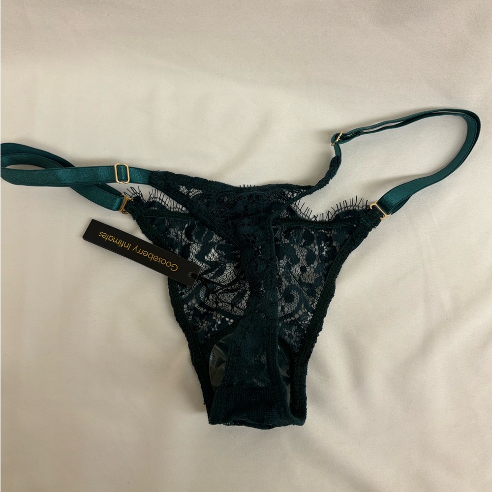 Gooseberry intimates thong lace one size small-xl emerald and grey new - Picture 9 of 13